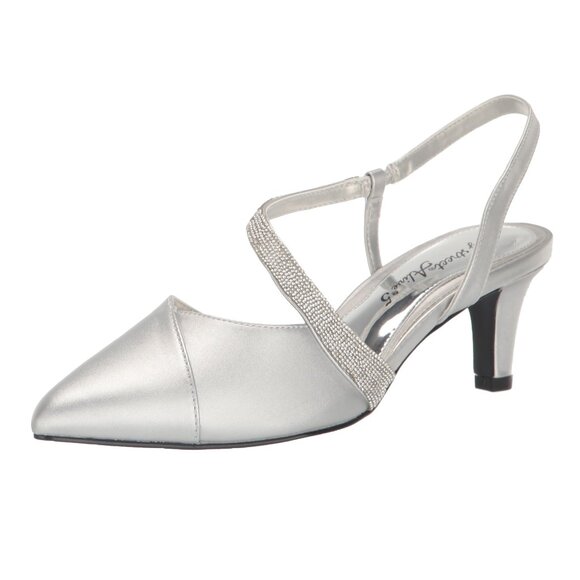 Easy Street Women's Emerald Pump, Silver Satin, 8 Wide - Picture 1 of 1